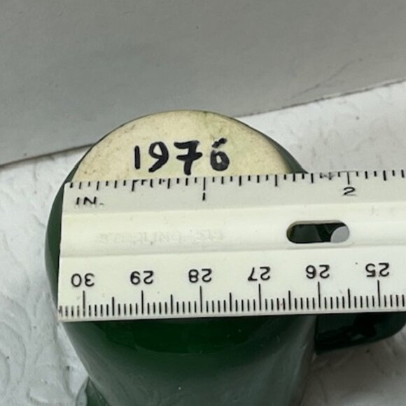 VTG '76 Mini Small Tennessee Green Ceramic Pottery Creamer w/White Drip Glaze 3" - Picture 12 of 12